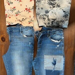 GAP Girls Outfits, 2 Skinny Jeans, 1 LS Tee & 1 LS Sweatshirt, sz 12